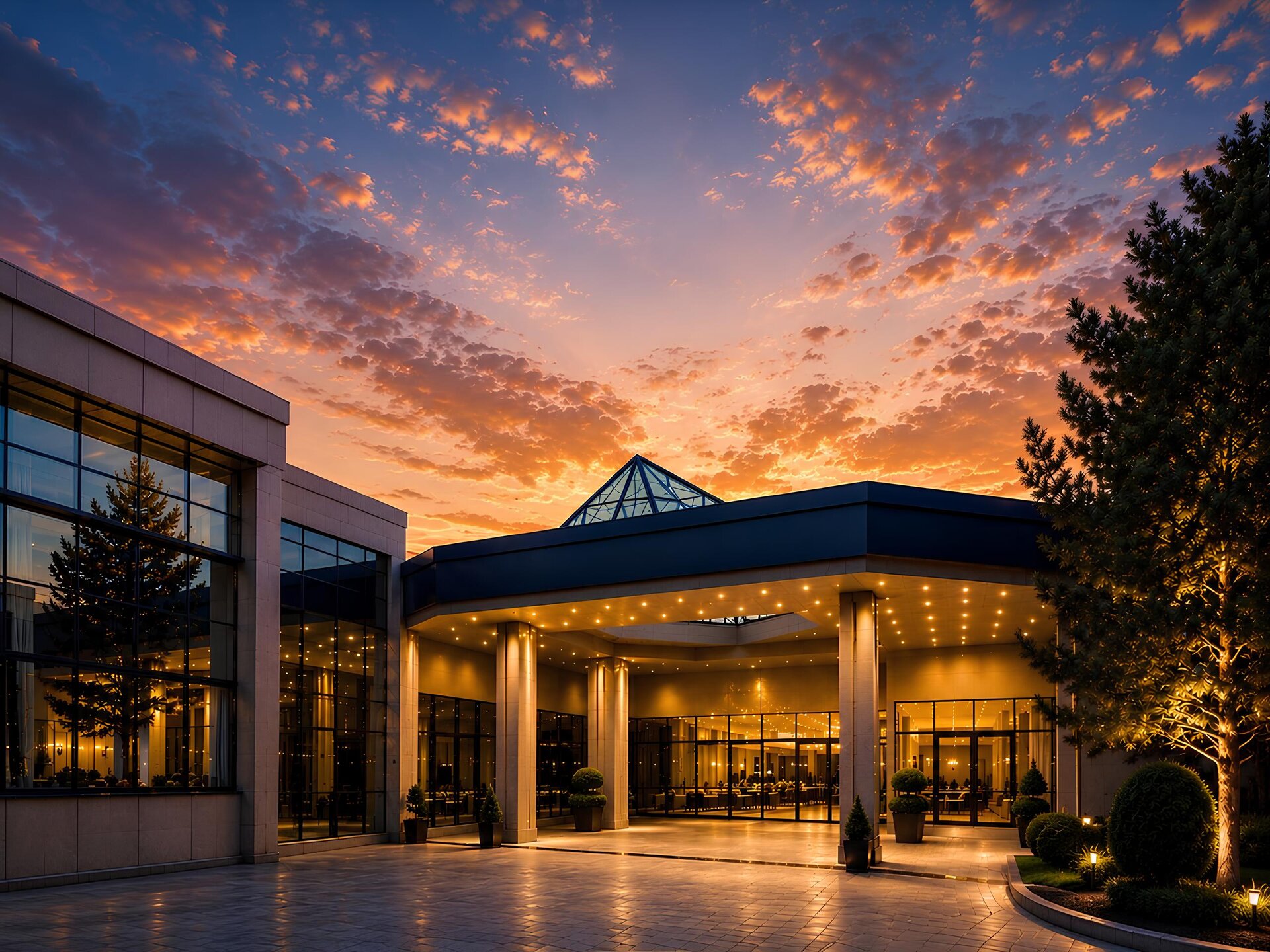 Residence Park Hotel — kirish qismi, quyosh botishi